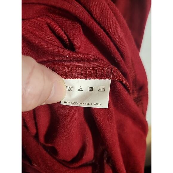 Kancy Store Maxi Dress Pockets Burgundy 2XL Scoop Neck & Back Short Sleeve - Picture 5 of 7